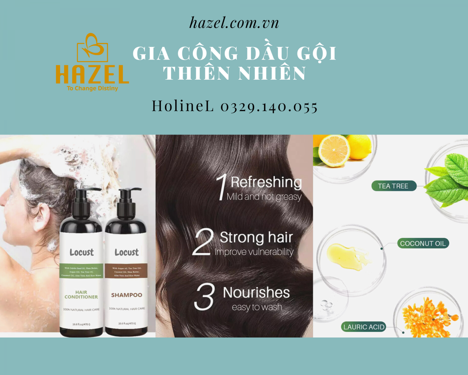Gia công dầu gội bồ kết TOP các sản phẩm mỹ phẩm tóc HAZEL
